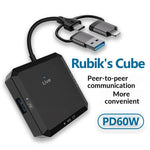 TYS-1029 iP (5-14)+USB+Type-C Interface Hub 9-i-1 USB-C Adapter Kortlæser til TF / SD / CF / MS 60W PD Hurtigopladnings-dockingstation