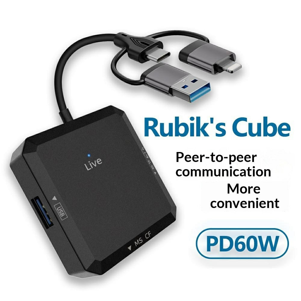 TYS-1029 iP (5-14)+USB+Type-C Interface Hub 9-i-1 USB-C Adapter Kortlæser til TF / SD / CF / MS 60W PD Hurtigopladnings-dockingstation