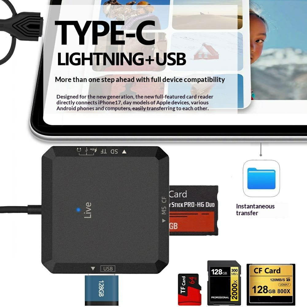 TYS-1029 iP (5-14)+USB+Type-C Interface Hub 9-i-1 USB-C Adapter Kortlæser til TF / SD / CF / MS 60W PD Hurtigopladnings-dockingstation