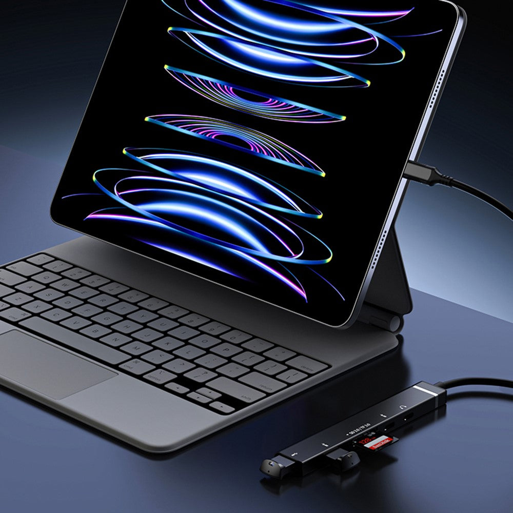 TYS-211C 6-in-1 USB-C Hub Type-C Male to USB 3.0 Female SD  /  TF Card Reader for Laptop Phone Tablet