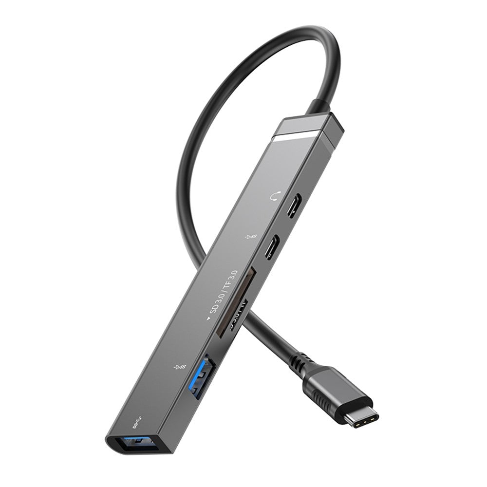 TYS-211C 6-in-1 USB-C Hub Type-C Male to USB 3.0 Female SD  /  TF Card Reader for Laptop Phone Tablet