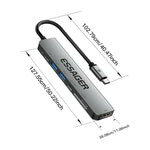 ESSAGER Type-C Hub Converter to PD 60W Fast Charging+Type-C Data Port+USB 3.2+USB 2.0+HD Video Output+2 Card Reader Slots