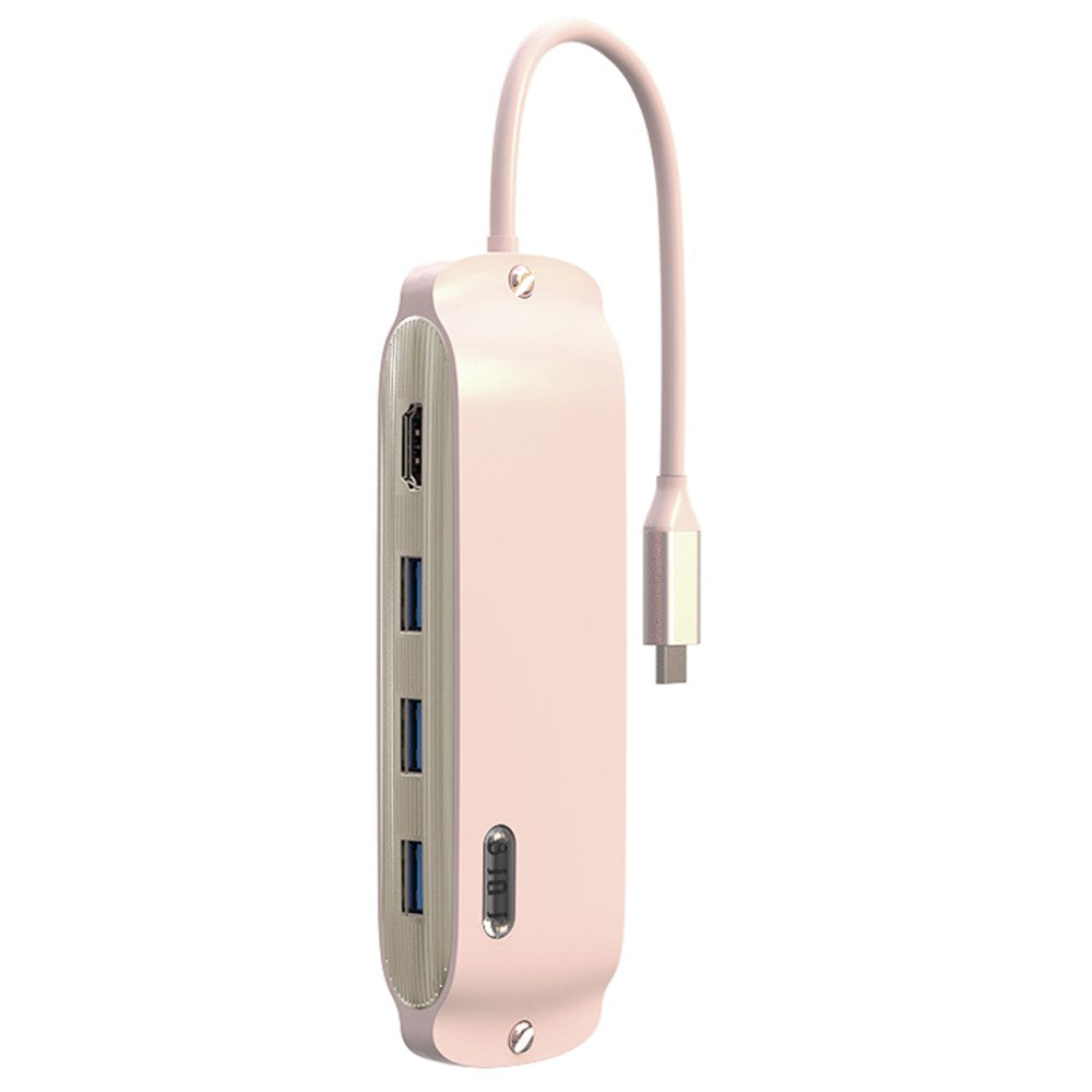 BS8H Type-C Hub Converter to PD+USB 3.0+2xUSB 2.0+HD Video Output Port+2 Card Reader Slots+RJ45