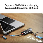 YESIDO HB20 USB + Type C Hub Adapter Converter with USB 3.0 + 3xUSB 2.0 + PD 100W USB-C Ports