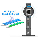WAVLINK UG69PD5 USB 3.0 och USB-C Dubbel 4K-skärmdockningsstation med DisplayPort och HD 60Hz-skärmadapter