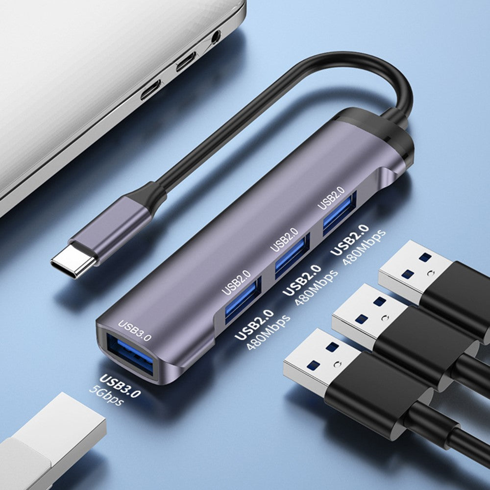 T-503 4-i-1 Type-C Dockingstation USB-C til USB2.0x3 + USB3.0 HUB Adapter