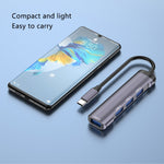 T-503 4-i-1 Type-C Dockingstation USB-C til USB2.0x3 + USB3.0 HUB Adapter