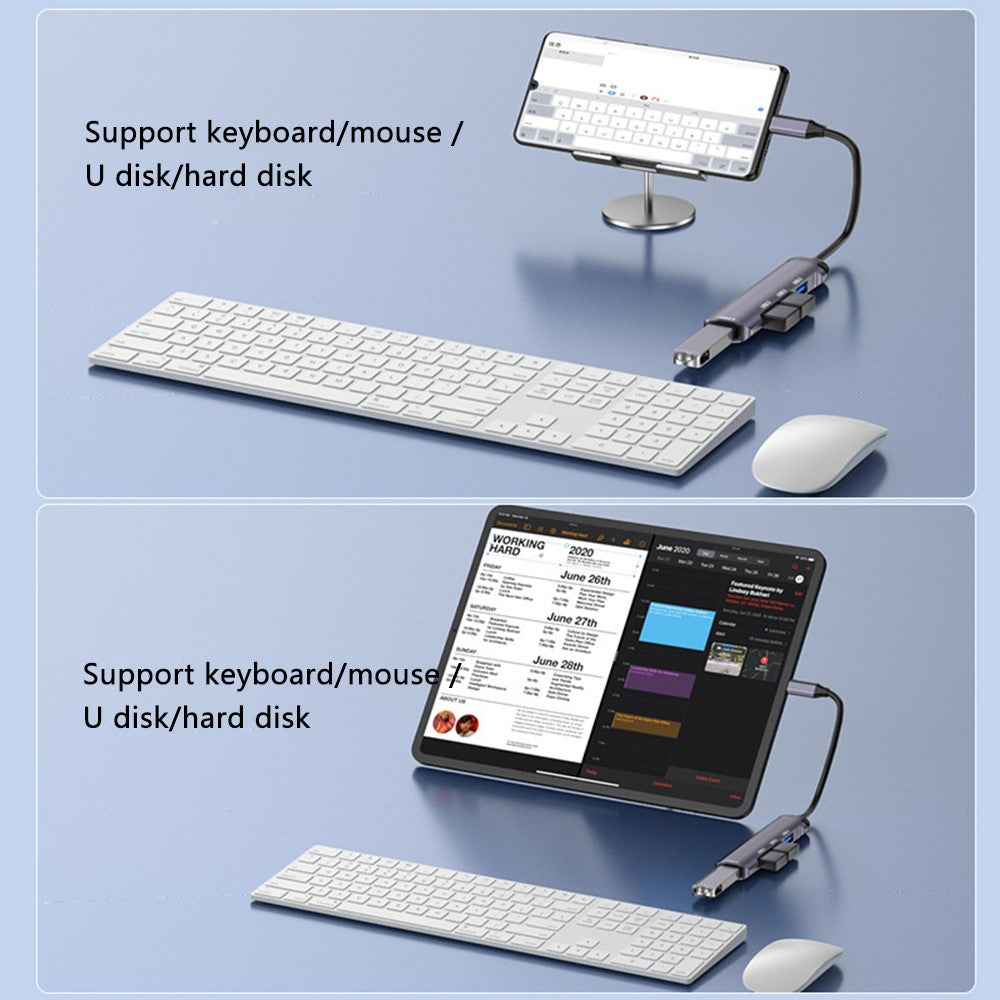 T-503 4-i-1 Type-C Dockingstation USB-C til USB2.0x3 + USB3.0 HUB Adapter