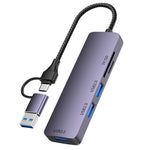 T205 USB / Type-C to USB2.0x2 + USB3.0 + TF / SD Slot USB Hub Laptop Phone Docking Station