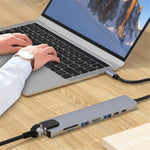 2017L Type-C til Type-Cx2+USB2.0+HD+USB3.0+TF / SD+netværkskort 100 Mbps USB-hub laptop-telefondockingsstation