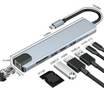 2017L Type-C til Type-Cx2+USB2.0+HD+USB3.0+TF / SD+netværkskort 100 Mbps USB-hub laptop-telefondockingsstation