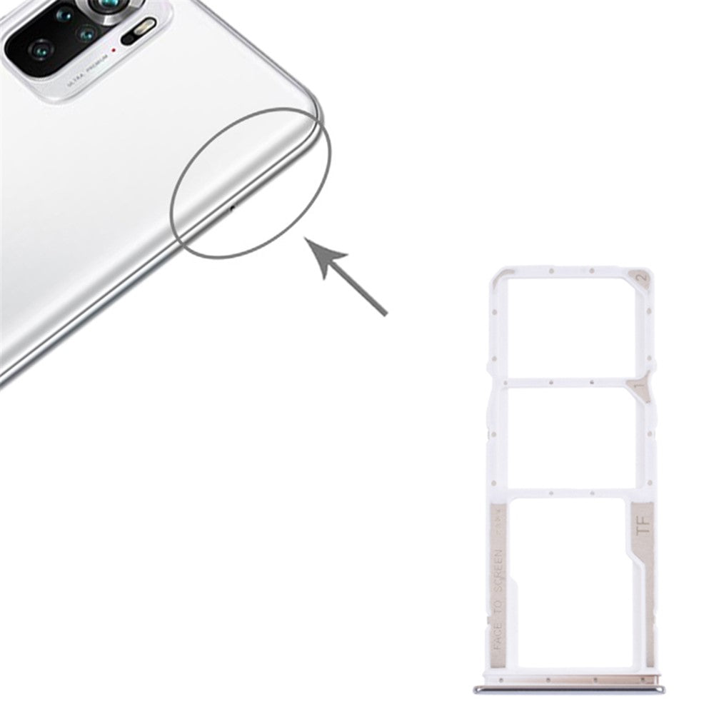OEM-ersättning för dubbla SIM-kort + TF-korthållare (utan logotyp) för Xiaomi Redmi Note 10 4G M2101K7AI/M2101K7AG