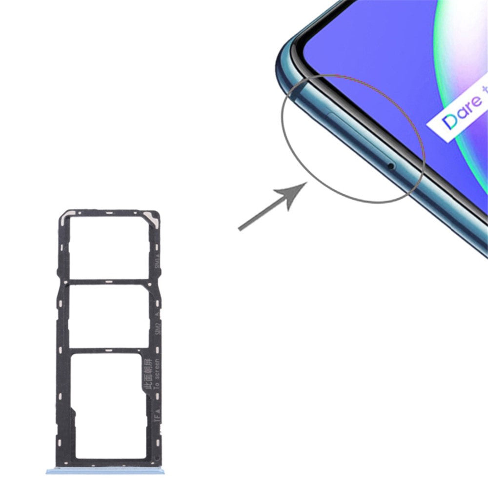 For Realme C12 RMX2189 Dual SIM Cards + Single TF Card Tray Holder Replacement (without Logo)