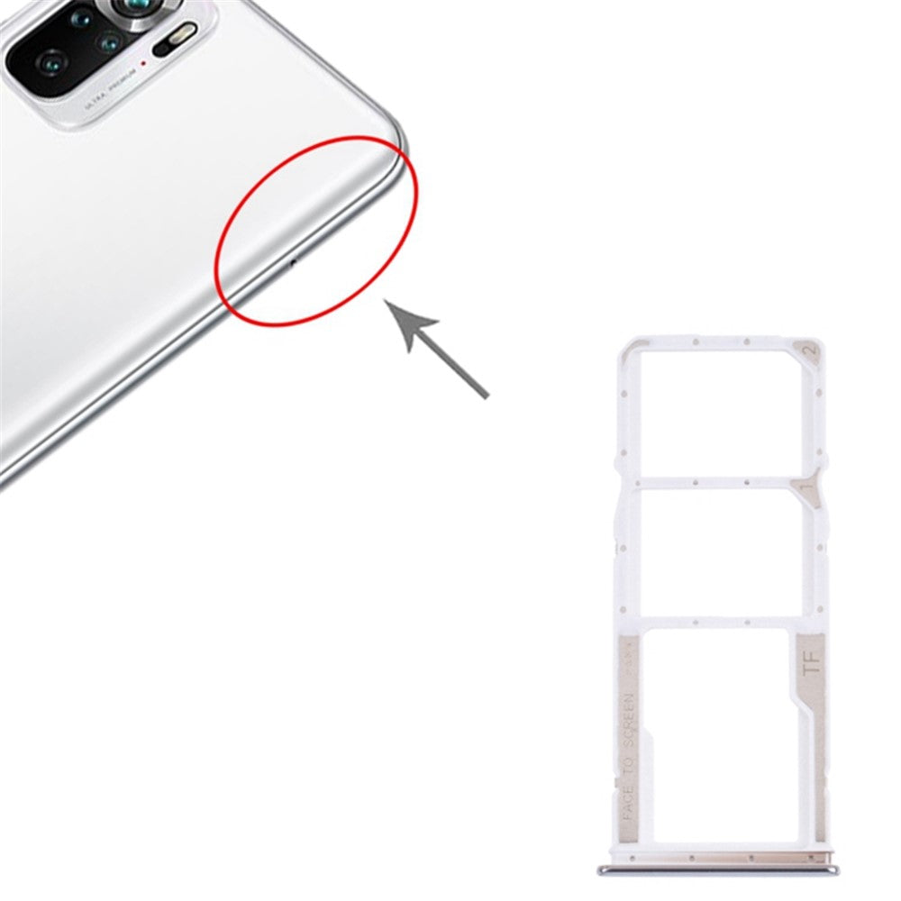 Til Xiaomi Redmi Note 10 4G / Note 10S 4G Dual SIM-kort + TF-kortholder udskiftning (uden logo)