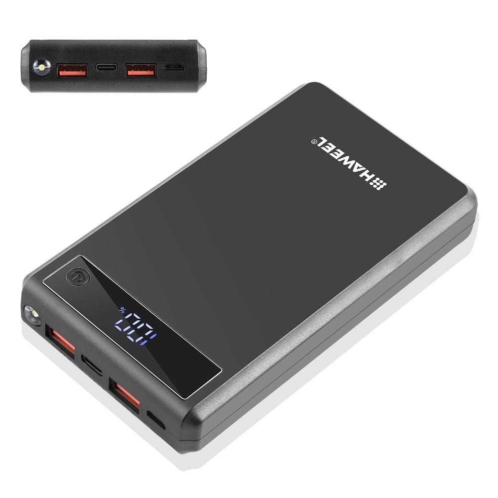 HAWEEL HWL9900 6 Slots 18650 DIY Powerbank Etui 22.5W Hurtig Opladning Batteri Boks med Digital Display (Intet Batteri)