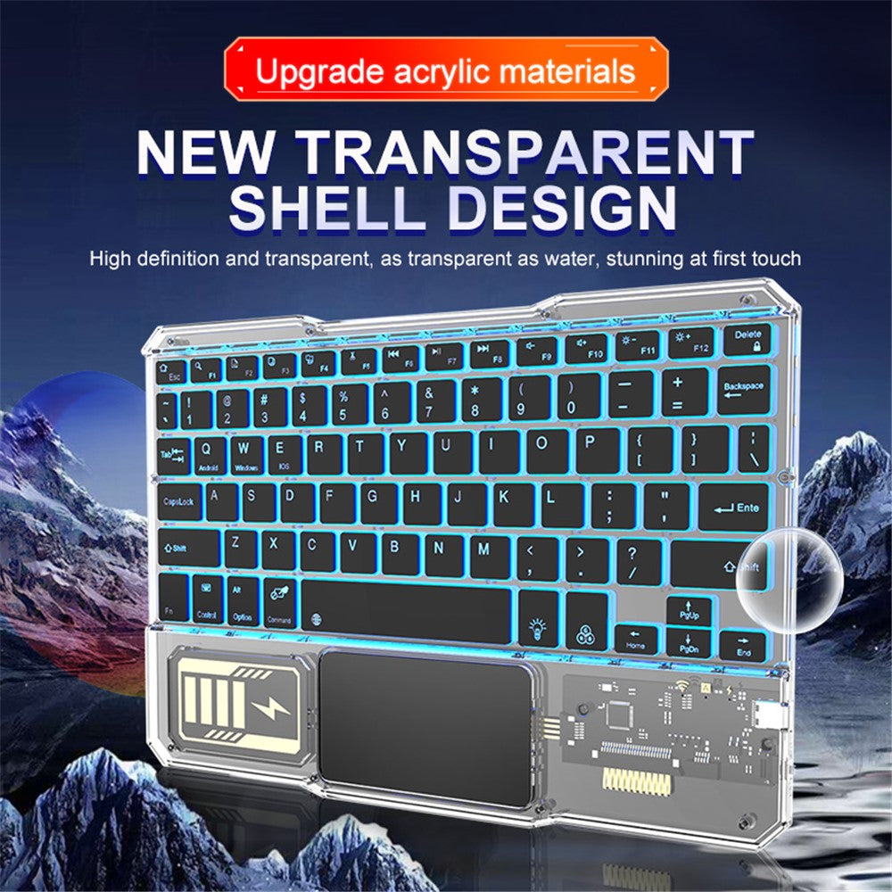 KB-333 78-Key Transparent Bluetooth-compatible Keyboard with Colorful Backlight for Android / Windows / iOS