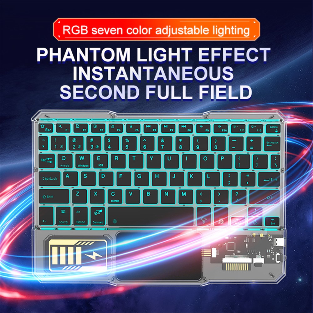KB-333 78-Key Transparent Bluetooth-compatible Keyboard with Colorful Backlight for Android / Windows / iOS