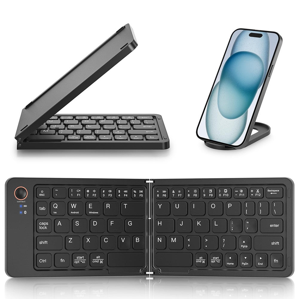 B203 Bærbar Bi-Fold Bluetooth-kompatibelt Tastatur Universelt Trådløst Tastatur til Bærbar Computer Tablet Telefon