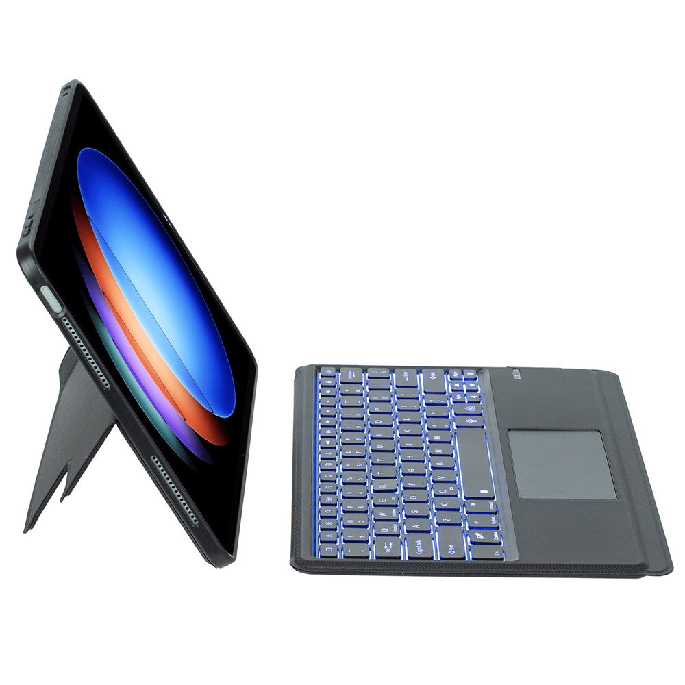 T0N10-AS For Xiaomi Pad 6S Pro 12.4 Leather Tablet Stand Cover with Detachable Backlit Touchpad Bluetooth-compatible Keyboard