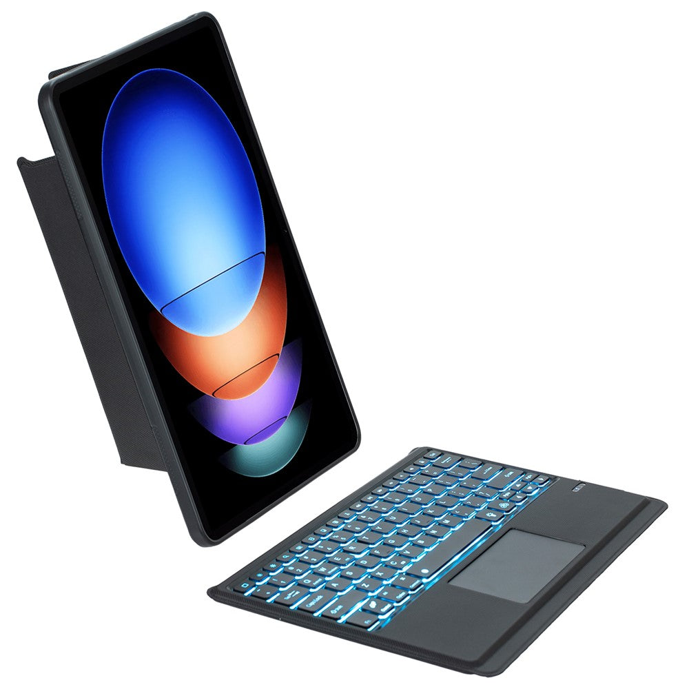 T0N10-AS For Xiaomi Pad 6S Pro 12.4 Leather Tablet Stand Cover with Detachable Backlit Touchpad Bluetooth-compatible Keyboard