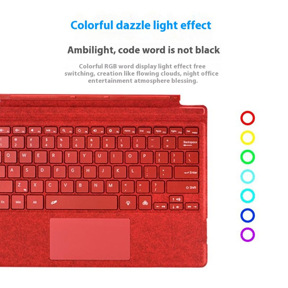 1089D For Microsoft Surface Pro 7+ / 7 / 6 / 5 / 4 / 3 Colorful Backlit Tablet Bluetooth-compatible Keyboard with Touchpad