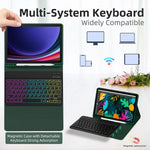 RGB-X710D Bluetooth-Compatible Keyboard Mouse Set for Samsung Galaxy Tab S10 FE / S9 FE / S9 / S8 / S7 RGB Backlit Keyboard + Mouse