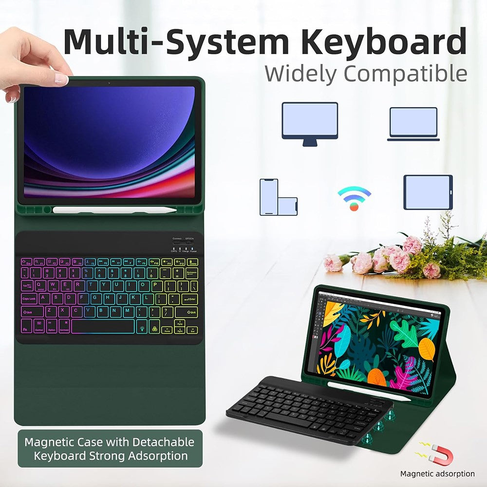 RGB-X710D Bluetooth-Compatible Keyboard Mouse Set for Samsung Galaxy Tab S10 FE / S9 FE / S9 / S8 / S7 RGB Backlit Keyboard + Mouse