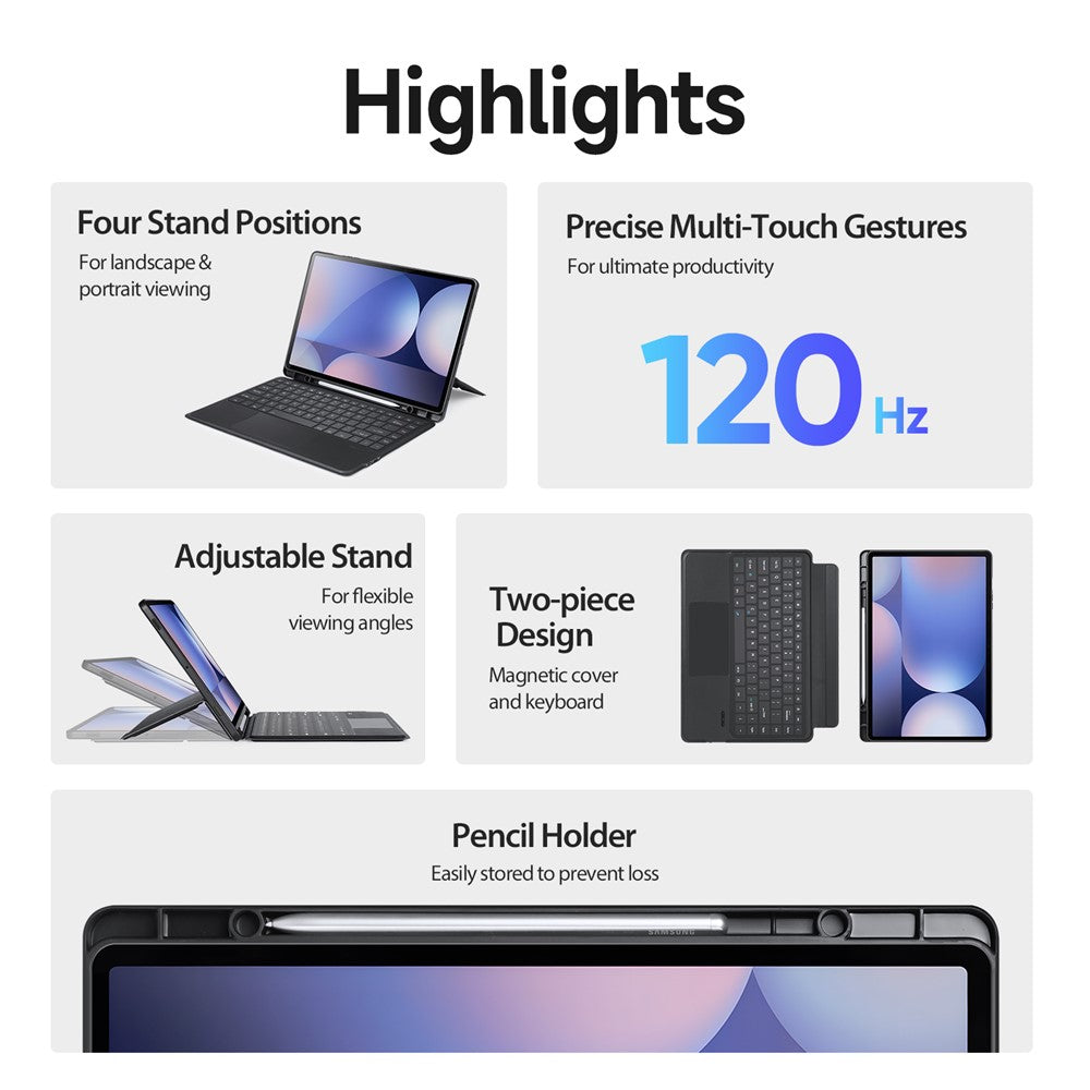 DUX DUCIS For Samsung Galaxy Tab S10 Ultra / S9 Ultra / S8 Ultra Leather Tablet Case with Magnetic Detachable Keyboard
