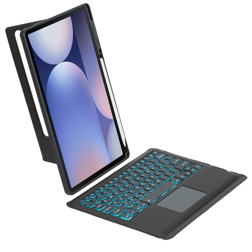 T810B-AS Tangentbordsfodral för Galaxy Tab S10+ X820 / S9 FE+ X610 / X616 / S9+ X810 / X816B / X818U Läderfodral + Bakgrundsbelyst pekplatta Bluetooth-kompatibelt tangentbord