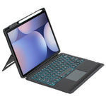 T810B-AS Tangentbordsfodral för Galaxy Tab S10+ X820 / S9 FE+ X610 / X616 / S9+ X810 / X816B / X818U Läderfodral + Bakgrundsbelyst pekplatta Bluetooth-kompatibelt tangentbord