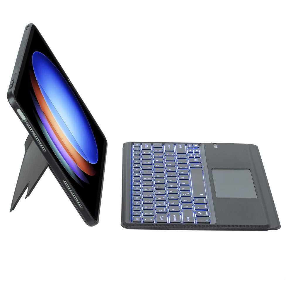 T0N10-AS For Xiaomi Pad 6S Pro 12.4 Leather Stand Cover + Backlit Touchpad Bluetooth-compatible Keyboard