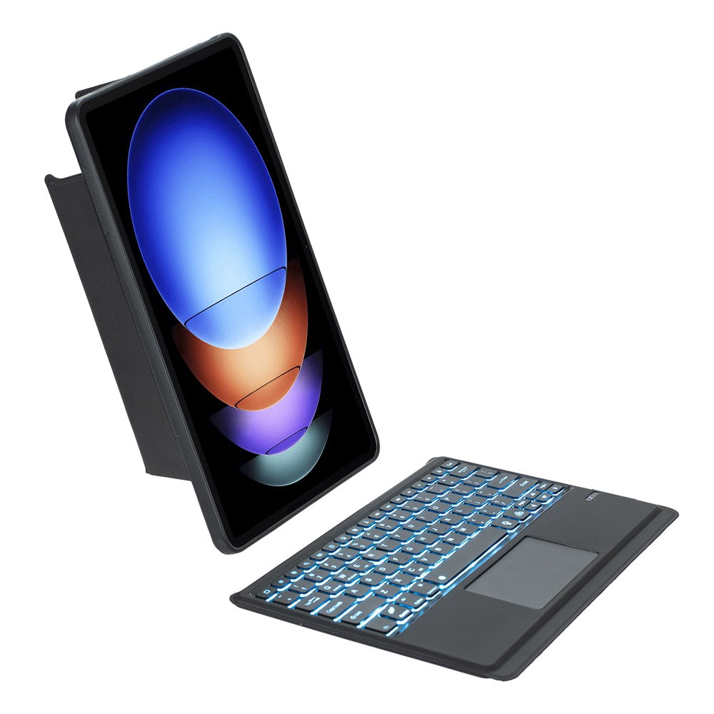 T0N10-AS For Xiaomi Pad 6S Pro 12.4 Leather Stand Cover + Backlit Touchpad Bluetooth-compatible Keyboard