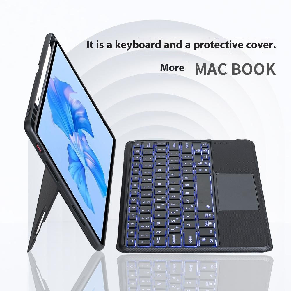 TH12-AS For Huawei MatePad Pro 11 (2024) / (2022) Leather Stand Cover + Backlit Touchpad Bluetooth-compatible Keyboard
