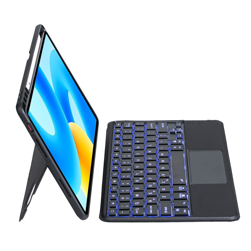 TH17-AS For Huawei Qingyun C5 (2nd Gen) / Matepad Air 11.5 inch (2023) / MatePad 11.5 Leather Stand Cover + Backlit Touchpad Bluetooth-compatible Keyboard