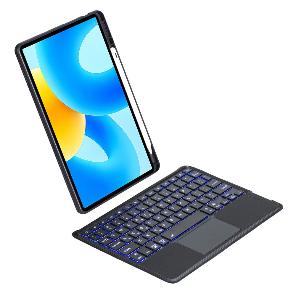 TH17-AS For Huawei Qingyun C5 (2nd Gen) / Matepad Air 11.5 inch (2023) / MatePad 11.5 Leather Stand Cover + Backlit Touchpad Bluetooth-compatible Keyboard