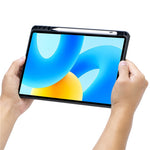 TH17-AS For Huawei Qingyun C5 (2nd Gen) / Matepad Air 11.5 inch (2023) / MatePad 11.5 Leather Stand Cover + Backlit Touchpad Bluetooth-compatible Keyboard