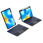 TH17-AS For Huawei Qingyun C5 (2nd Gen) / Matepad Air 11.5 inch (2023) / MatePad 11.5 Leather Stand Cover + Backlit Touchpad Bluetooth-compatible Keyboard