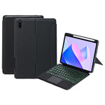 THW13-AS For Huawei MatePad 11 (2023) Leather Stand Cover + Backlit Touchpad Bluetooth-compatible Keyboard