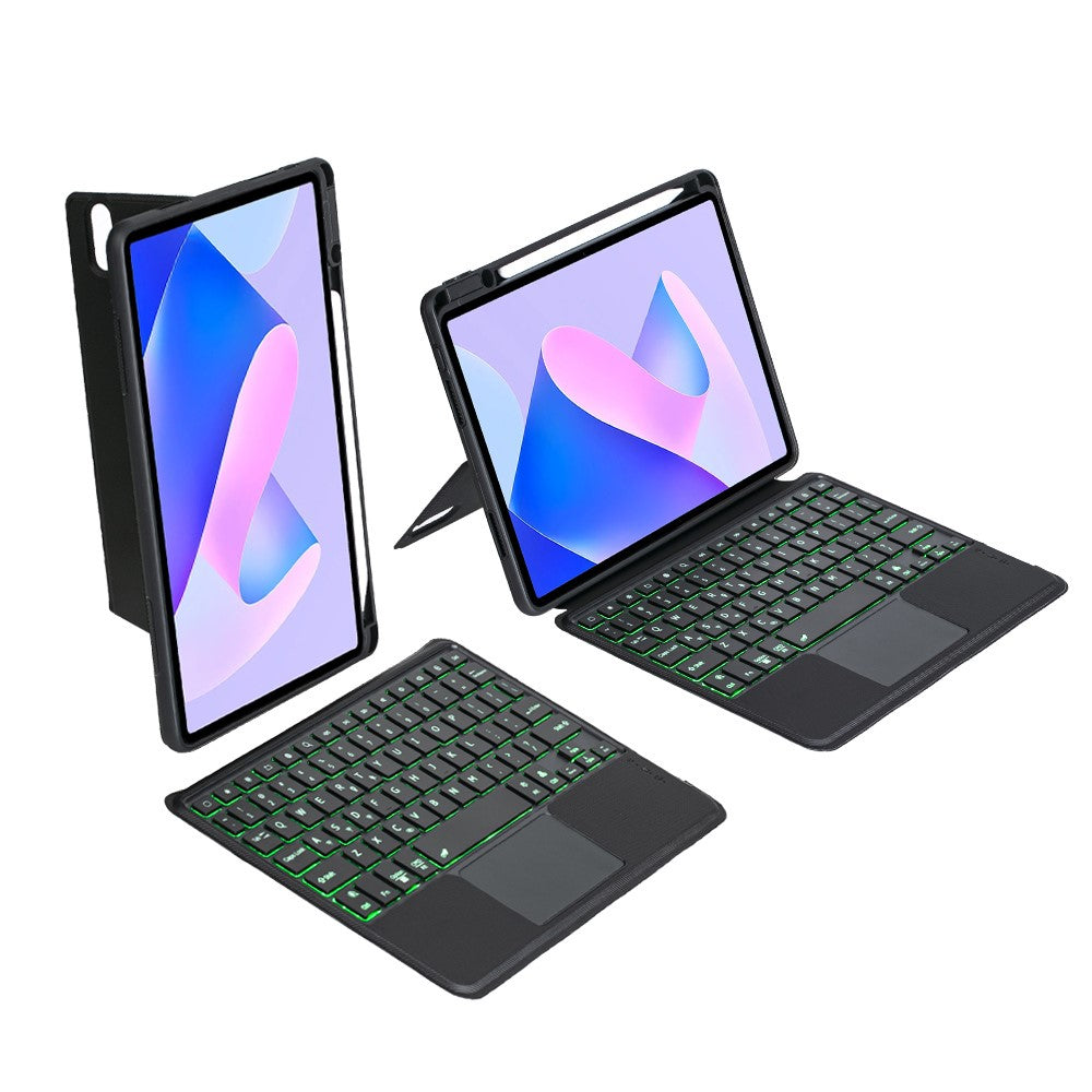 THW13-AS For Huawei MatePad 11 (2023) Leather Stand Cover + Backlit Touchpad Bluetooth-compatible Keyboard