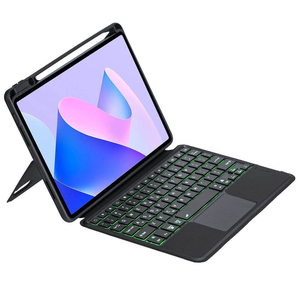 THW13-AS For Huawei MatePad 11 (2023) Leather Stand Cover + Backlit Touchpad Bluetooth-compatible Keyboard