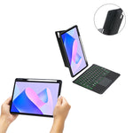 THW13-AS For Huawei MatePad 11 (2023) Leather Stand Cover + Backlit Touchpad Bluetooth-compatible Keyboard
