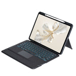 THV8-AS For Honor Pad 9 Pro / Pad V8 Pro Leather Stand Cover + Backlit Touchpad Bluetooth-compatible Keyboard