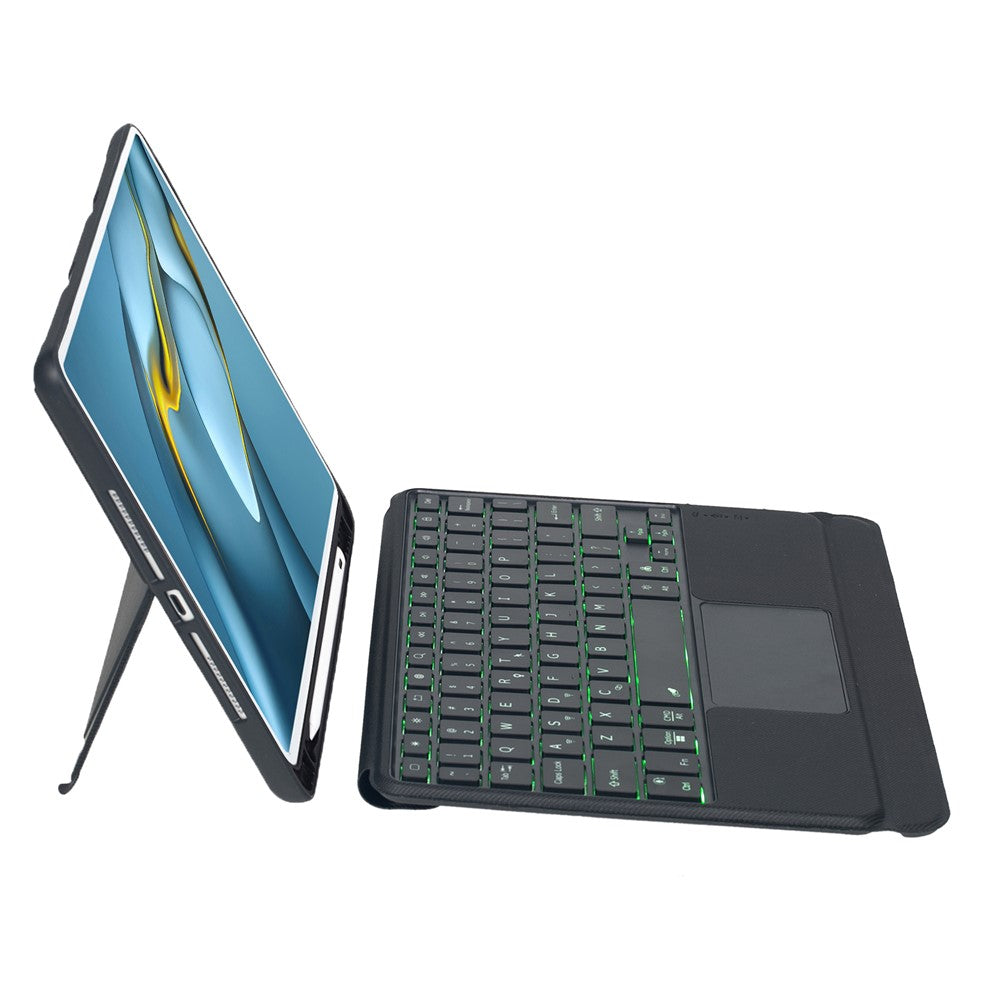 TH109-AS Keyboard Case for Huawei MatePad Pro 10.8 (2021) / (2019) / MatePad Pro 10.8 5G (2019) Leather Stand Cover + Backlit Touchpad Bluetooth-compatible Keyboard
