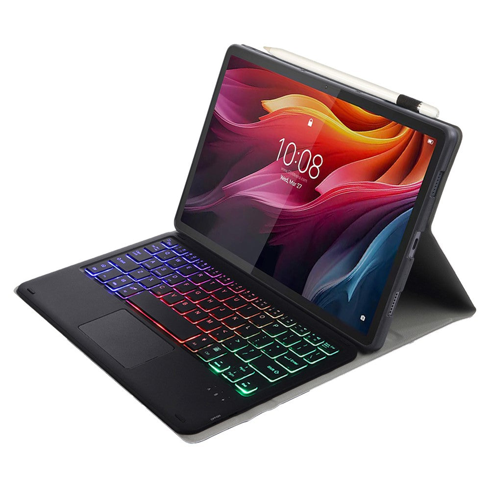 AM27-AS For Lenovo Tab K11 Plus Leather+TPU Tablet Cover with Backlit Touchpad Bluetooth-compatible Keyboard