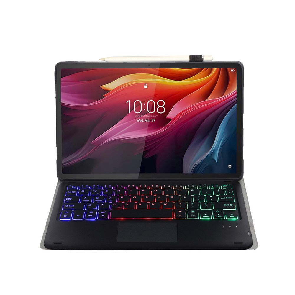 AM27-AS For Lenovo Tab K11 Plus Leather+TPU Tablet Cover with Backlit Touchpad Bluetooth-compatible Keyboard