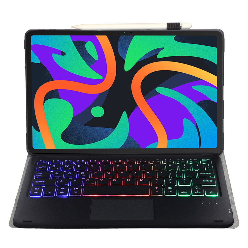 AM25-AS Til Lenovo Xiaoxin Pad 11 2024 Læder Tablet Cover med Baggrundsbelyst Bluetooth-kompatibelt Tastatur