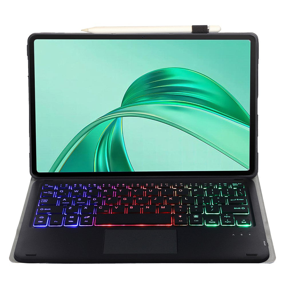 AH25-AS For Honor Pad X9 / X8a Backlit Design Leather+TPU Tablet Cover Bluetooth-compatible Keyboard Case with Touchpad