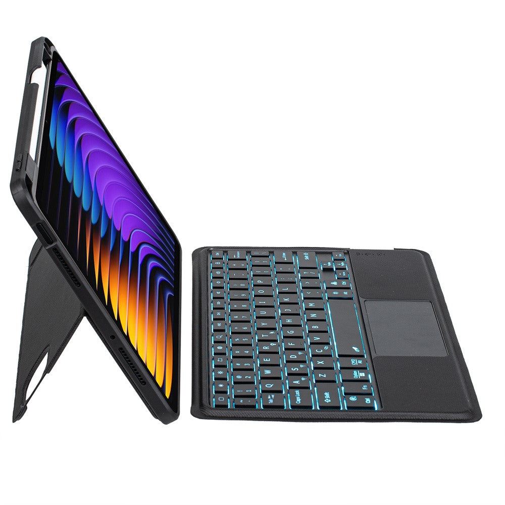 T0N13-AS for Xiaomi Pad 8 / 8 Pro / Poco Pad X1 / Pad 7 Pro / Pad 7 Case Leather Stand Cover + Backlit Touchpad Bluetooth-compatible Keyboard