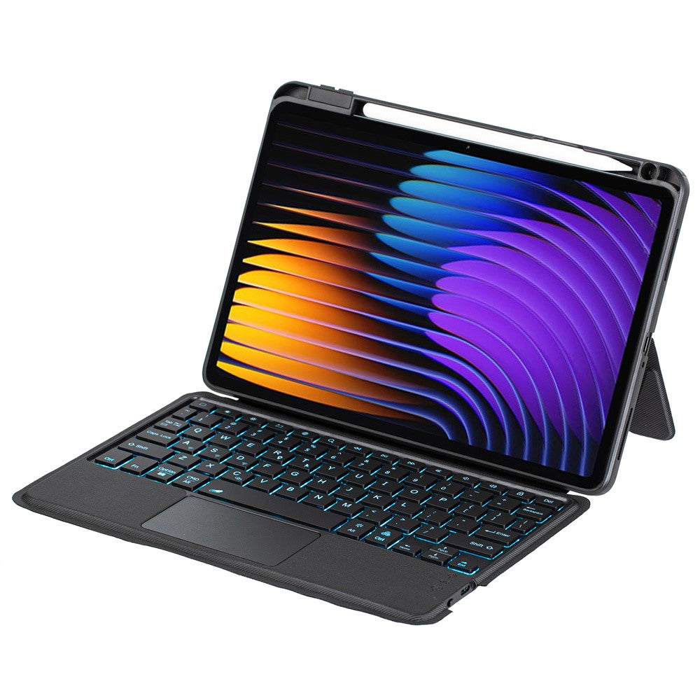 T0N13-AS for Xiaomi Pad 8 / 8 Pro / Poco Pad X1 / Pad 7 Pro / Pad 7 Case Leather Stand Cover + Backlit Touchpad Bluetooth-compatible Keyboard