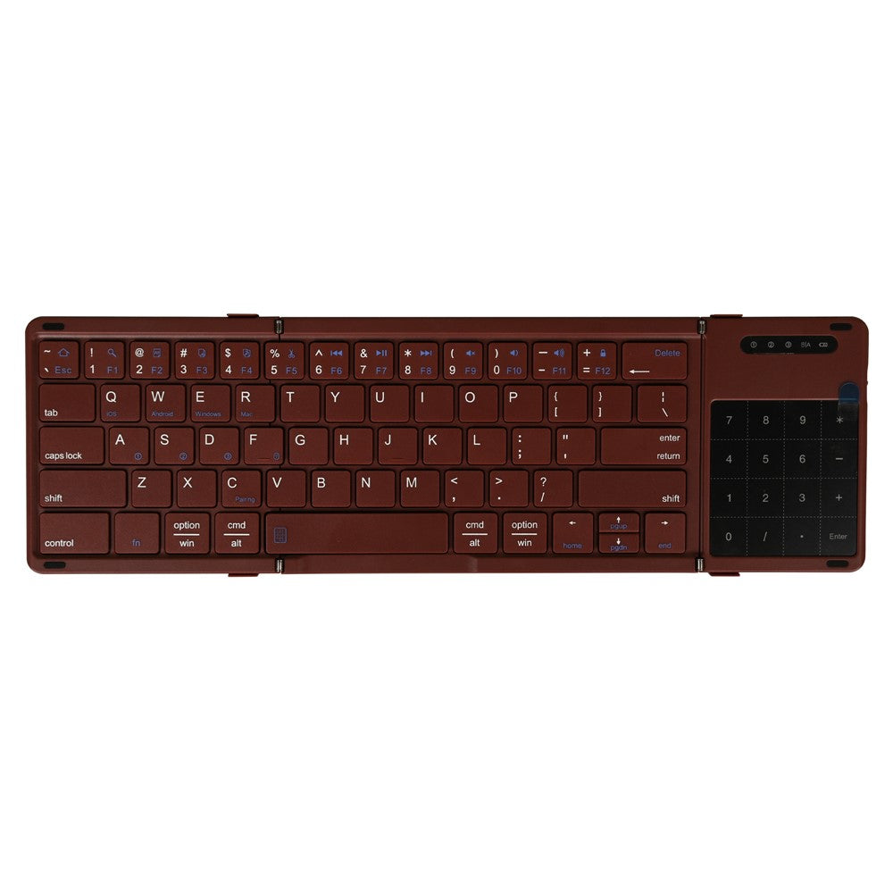 B077T bærbart foldbart trådløst Bluetooth-kompatibelt tastatur med touchpad og numerisk funktion